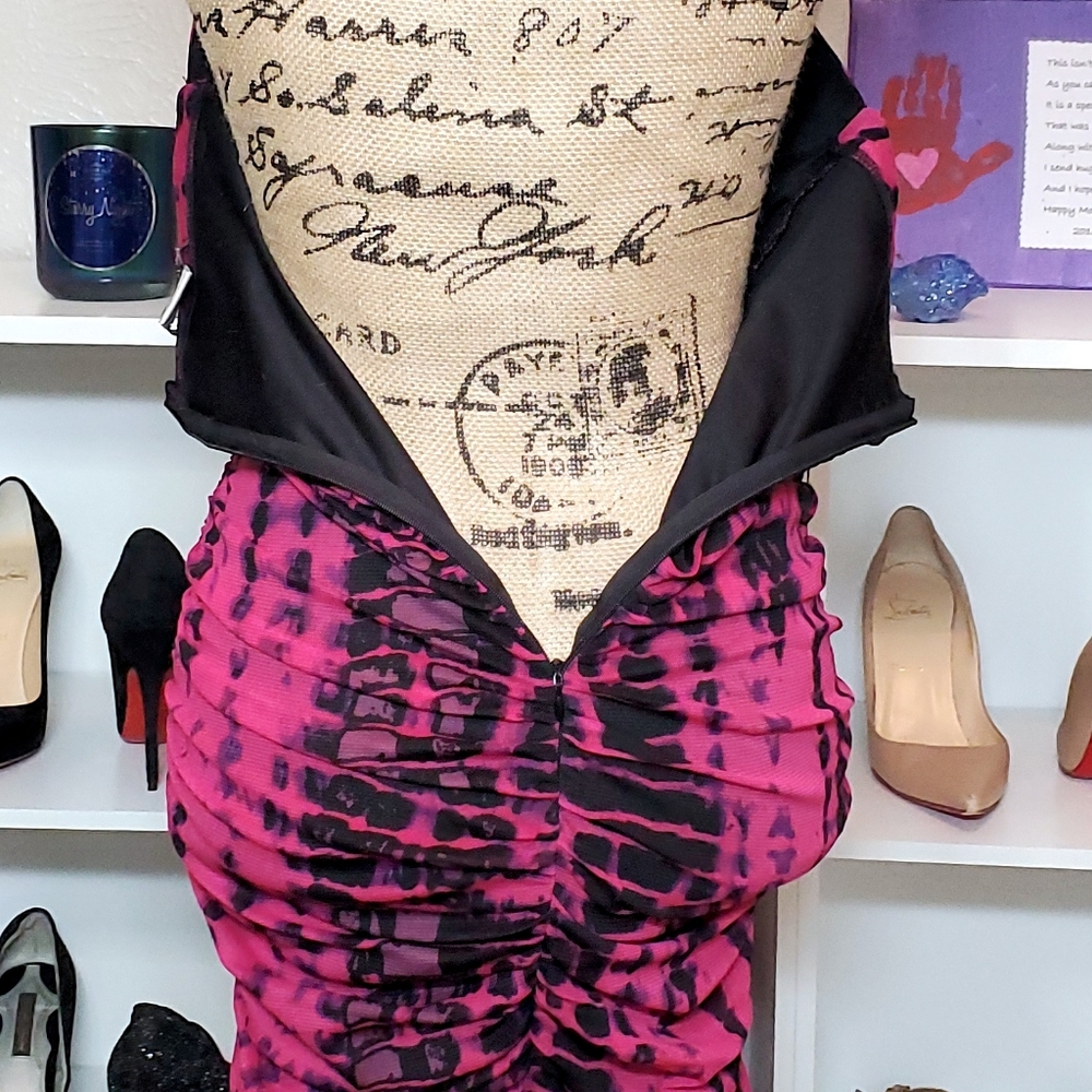 Trixxi Sexy Sleeveless Bandage Dress Pink / Black - Picture 4 of 5